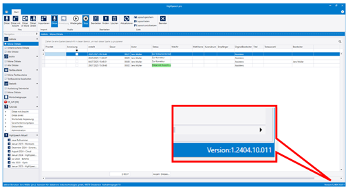 HighSpeech - das digitale Diktat Versionierung